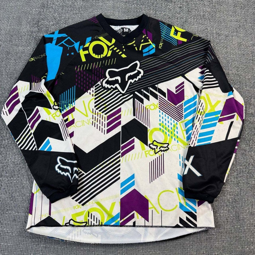Fox Racing Motocross Jersey Mens Medium Multi-Color Geometric Graphic Moto LS